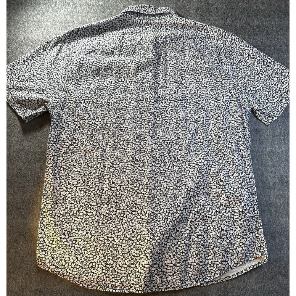 Faherty Brand Shirt Men’s Sz L Blue White Cotton Short Sleeve Floral Button Down - Picture 4 of 6